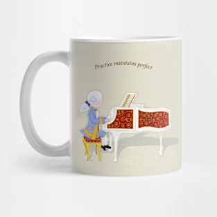 Practice Maintains Perfect Young Mozart Play the Piano Mug